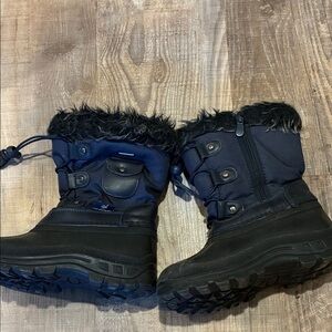 Kids Black Winter Snow Boots with Faux Fur Cuff